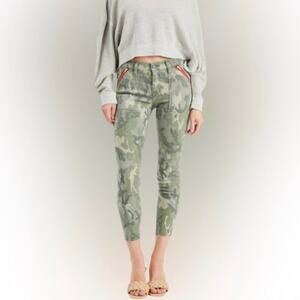 Etienne Marcel Camo High Rise Skinny Jeans Women’s Sz 27 NEW  Raw Hem Green/Gray